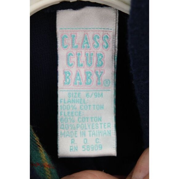 CLASS CLUB BABY FLANNEL HOODED FOOTED BEAR OUTFIT SIZE 6/9M VINTAGE - Picture 7 of 7